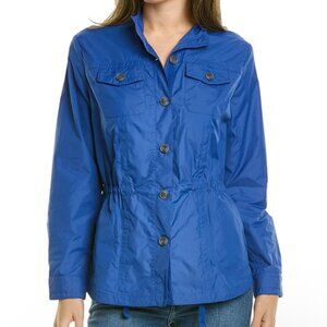 J Mclaughlin Size Large Andrea Blue Utility Lightweight Jacket Rain Button Front